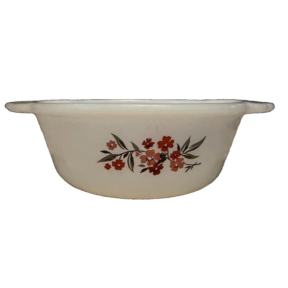 Vintage Fire King Primrose 1 Qt Milk Glass Round Casserole Dish No Lid